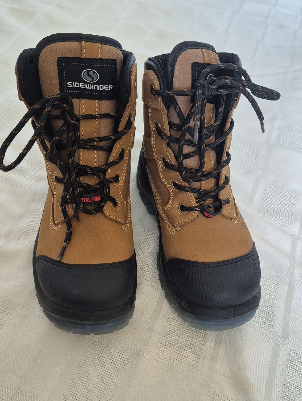 Women's Tan High- Top Work Combat Boots - Steel-Toe Safety